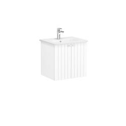 VitrA Root Groove Lavabo Dolabı — 60 cm, iki kapaklı yuvarlak lavabo, mat beyaz