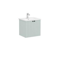 VitrA Root Groove Lavabo Dolabı — 60 cm, iki kapaklı yuvarlak lavabo, mat retro yeşil
