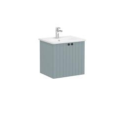 VitrA Root Groove Lavabo Dolabı — 60 cm, iki kapaklı yuvarlak lavabo, mat fiyord yeşili