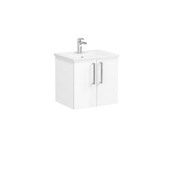VitrA Root Flat Lavabo Dolabı — 60 cm, iki kapaklı köşeli lavabo, parlak beyaz