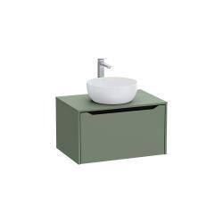 VitrA Integra Square Lavabo Dolabı — 80 cm, bir çekmeceli çanak lavabo uyumlu, mat yeşil, lavabosuz
