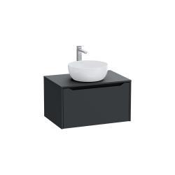 VitrA Integra Square Lavabo Dolabı — 80 cm, bir çekmeceli çanak lavabo uyumlu, mat grafit, lavabosuz