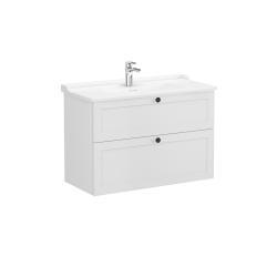 VitrA Root Classic Lavabo Dolabı — 100 cm, iki çekmeceli klasik lavabo, mat açık gri