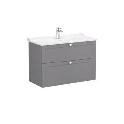 VitrA Root Classic Lavabo Dolabı — 100 cm, iki çekmeceli klasik lavabo, mat gri