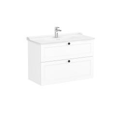 VitrA Root Classic Lavabo Dolabı — 100 cm, iki çekmeceli klasik lavabo, mat beyaz