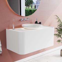 VitrA Glora Lavabo Dolabı — 100 cm, bir çekmeceli çanak lavabolu ve soft touch kaplamalı tezgahlı, mat beyaz