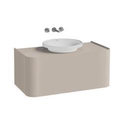 VitrA Glora Lavabo Dolabı — 100 cm, bir çekmeceli çanak lavabolu ve soft touch kaplamalı tezgahlı, mat bej