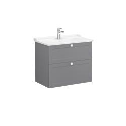 VitrA Root Classic Lavabo Dolabı — 80 cm, iki çekmeceli klasik lavabo, mat gri