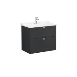 VitrA Root Classic Lavabo Dolabı — 80 cm, iki çekmeceli klasik lavabo, mat grafit