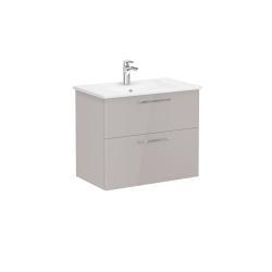 VitrA Root Flat Lavabo Dolabı — 80 cm, iki çekmeceli köşeli lavabo, parlak sahra beji