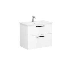 VitrA Root Flat Lavabo Dolabı — 80 cm, iki çekmeceli köşeli lavabo, parlak beyaz