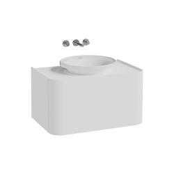 VitrA Glora Lavabo Dolabı — 80 cm, bir çekmeceli çanak lavabolu ve soft touch kaplamalı tezgahlı, mat beyaz