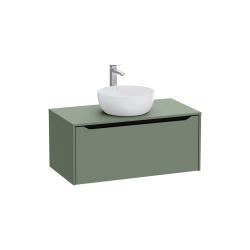 VitrA Integra Square Lavabo Dolabı — 100 cm, bir çekmeceli çanak lavabo uyumlu, mat yeşil, lavabosuz