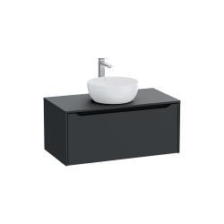VitrA Integra Square Lavabo Dolabı — 100 cm, bir çekmeceli çanak lavabo uyumlu, mat grafit, lavabosuz
