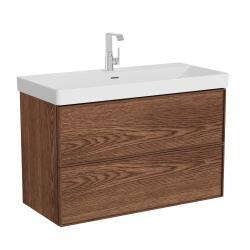 VitrA Metropole Edge Lavabo Dolabı — 100 cm, iki çekmeceli standart lavabolu, ceviz