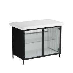 VitrA Liquid Lavabo Dolabı — 100 cm, çizgili cam kapaklı ayaklı (