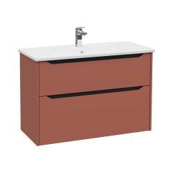 VitrA Integra Square Lavabo Dolabı — 100 cm, iki çekmeceli mat kırmızı (