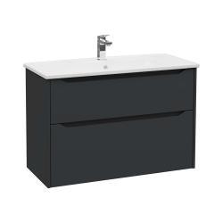 VitrA Integra Square Lavabo Dolabı — 100 cm, iki çekmeceli mat grafit