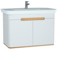 VitrA Sento Lavabo Dolabı — 100 cm, iki kapaklı aydınlatmalı, mat beyaz