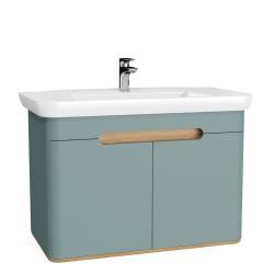 VitrA Sento Lavabo Dolabı — 100 cm, iki kapaklı aydınlatmalı, mat fiyord yeşili