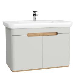 VitrA Sento Lavabo Dolabı — 100 cm, iki kapaklı aydınlatmalı, mat açık gri