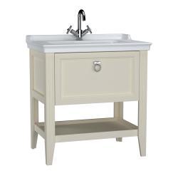 VitrA Valarte Lavabo Dolabı — 80 cm, bir çekmeceli etajerli lavabolu, mat fildişi