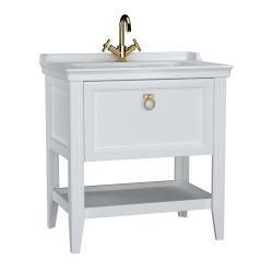VitrA Valarte Lavabo Dolabı — 80 cm, bir çekmeceli etajerli lavabolu, mat beyaz