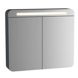 VitrA Sento Aynalı Banyo Dolabı — 80 cm, iki kapaklı, aydınlatmalı mat antrasit