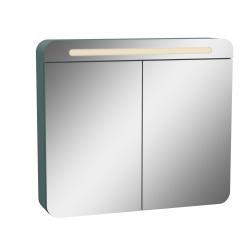 VitrA Sento Aynalı Banyo Dolabı — 80 cm, iki kapaklı, aydınlatmalı mat fiyord yeşili