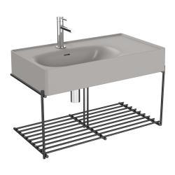 VitrA Equal Lavabo Dolabı — 80 cm, raflı gri lavabolu
