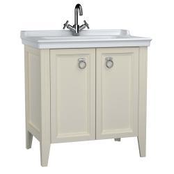 VitrA Valarte Lavabo Dolabı — 80 cm, iki kapaklı etajerli lavabolu, mat fildişi