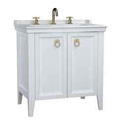 VitrA Valarte Lavabo Dolabı — 80 cm, iki kapaklı etajerli lavabolu, üç armatür delikli, mat beyaz