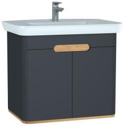 VitrA Sento Lavabo Dolabı — 80 cm, iki kapaklı aydınlatmalı, mat antrasit