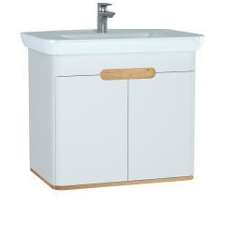 VitrA Sento Lavabo Dolabı — 80 cm, iki kapaklı aydınlatmalı, mat beyaz