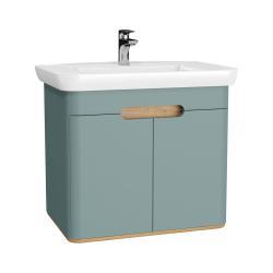 VitrA Sento Lavabo Dolabı — 80 cm, iki kapaklı aydınlatmalı, mat fiyord yeşili
