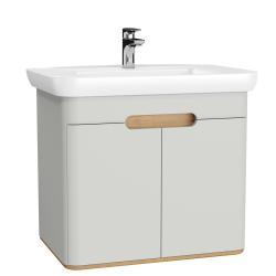 VitrA Sento Lavabo Dolabı — 80 cm, iki kapaklı aydınlatmalı, mat açık gri