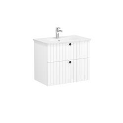 VitrA Root Groove Lavabo Dolabı — 80 cm, iki çekmeceli yuvarlak lavabo, mat beyaz