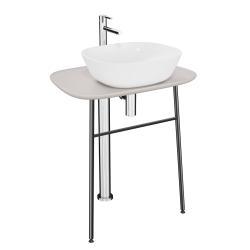 VitrA Plural Tezgah Ünitesi — 70 cm, serbest, yüksek tek armatür delikli, mat taupe seramik tezgah, lavabosuz
