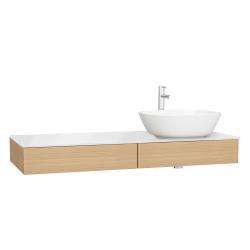 VitrA Origin Tezgah Ünitesi — 120 cm, iki çekmeceli sağ sifon delikli, açık meşe