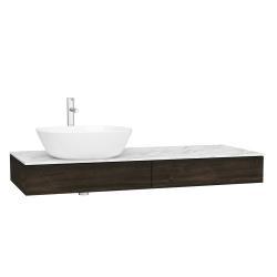 VitrA Origin Tezgah Ünitesi — 120 cm, iki çekmeceli sol sifon delikli, karaağaç