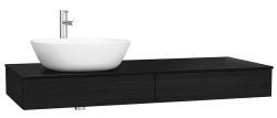 VitrA Origin Tezgah Ünitesi — 120 cm, iki çekmeceli sol sifon delikli, hareli siyah meşe