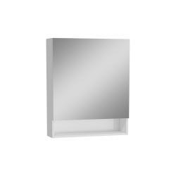 VitrA Base Lite Asimetrik Aynalı Banyo Dolabı — 80 cm, iki kapaklı parlak antrasit
