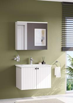 VitrA Core Aynalı Banyo Dolabı — 80 cm, aydınlatmalı mat beyaz