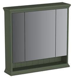 VitrA Valarte Neo Aynalı Banyo Dolabı — 80 cm, üç kapaklı, aydınlatmalı retro yeşil