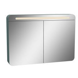 VitrA Sento Aynalı Banyo Dolabı — 100 cm, iki kapaklı, aydınlatmalı mat fiyord yeşili