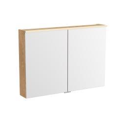 VitrA Metropole Edge Aynalı Banyo Dolabı — 100 cm, aydınlatmalı açık meşe