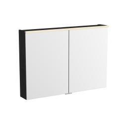 VitrA Metropole Edge Aynalı Banyo Dolabı — 100 cm, aydınlatmalı siyah meşe