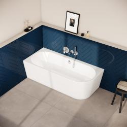 VitrA Geo Köşe Küvet — 180x80 cm, sol, gizli taşmalı sifon, beyaz