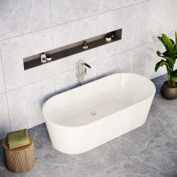 VitrA Geo Freestanding Küvet — 190x90 cm, gizli taşmalı sifon, beyaz uygulama örneği