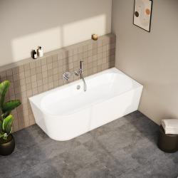 VitrA Geo Köşe Küvet — 180x80 cm, sağ, gizli taşmalı sifon, beyaz